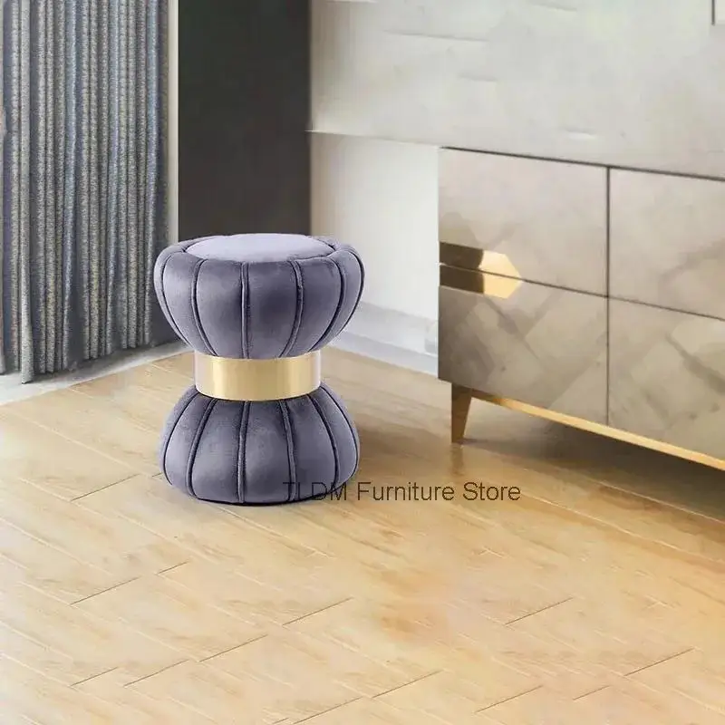 Flocking Nordic Shoe Furniture Living Makeup Room Ottomans Minimalist Personality Stool Dressing Low Fabric Stool Ottoman w f