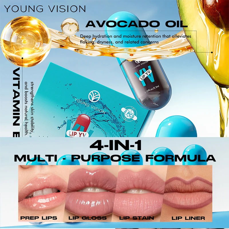YOUNG VISION 3 colors/kit moisturizing lip glaze of long-lasting lightweight non-sticky lip gloss mini set