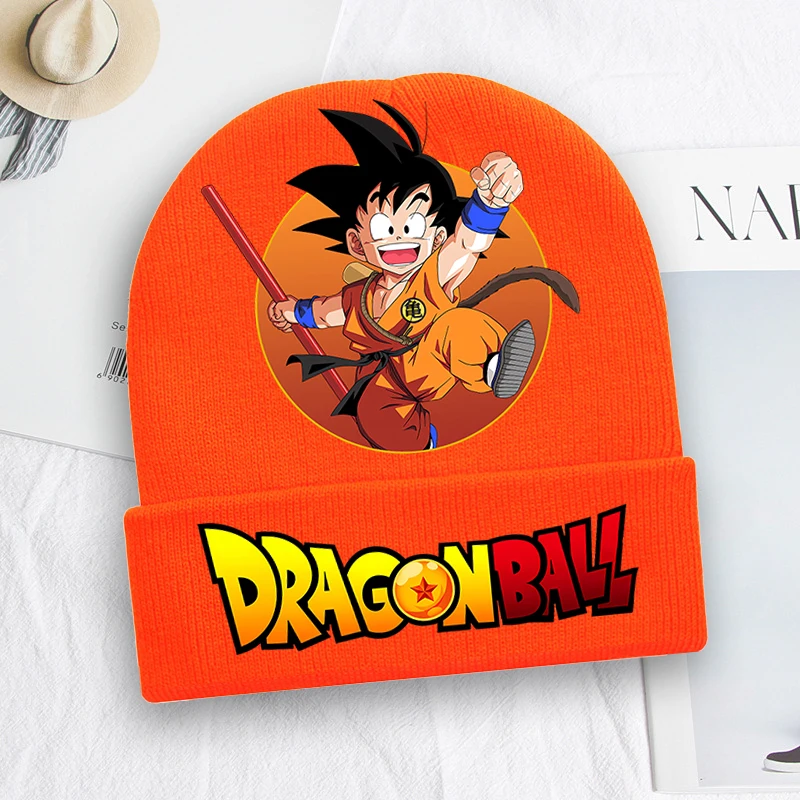 

Child Knitted Hat Dragon Ball Anime Print Woolly Caps Boys Cartoon Winter Casual Warm Hats Outdoor Cycling Accessories Kids Gift