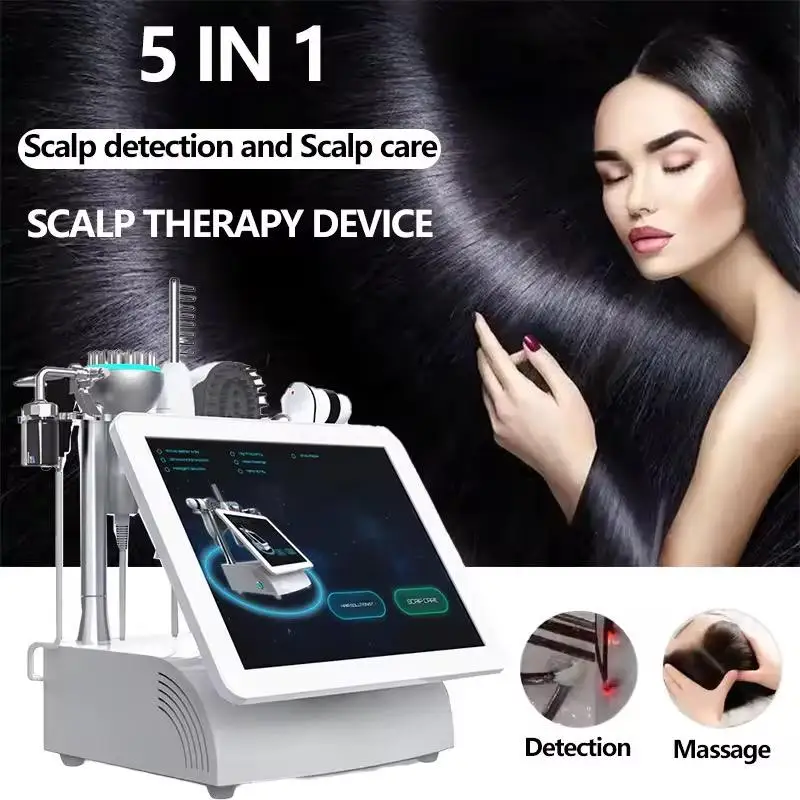 5 In 1 High Frequency Scalp Care Hair Follicle Detection Machine Meridian Massage  Anti-hair Loss Hair Growth Nursing Device