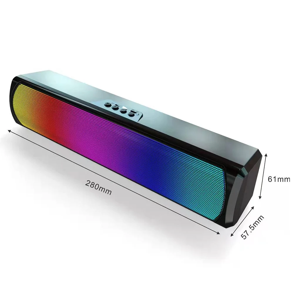 Portable Computer Sound Bar Speakers RGB Bluetooth-Compatible 5.0 Soundbar Stereo Subwoofer for Desktop Monitor PC Laptop Tablet