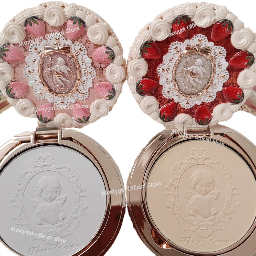 

Flower knows Strawberry Cupid series Pressed Powder Moisturizing Cake Oil Matte High Coverage Lightweight Non-cakey Natural