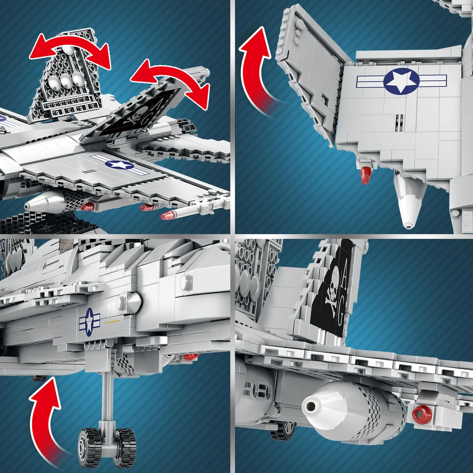 Set di blocchi da costruzione F-18 Strike Hornet Fighter, kit di costruzione Jet Fighter, regalo giocattolo militare per adulti, adolescenti 14+, 1387 pezzi