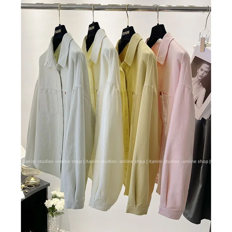 

Casual Shirt Women's Coat Spring Autumn New Korean Jackets Pocket Loose Slim Outerwear Long Sleeve Cardigan Overcoat Female Tops