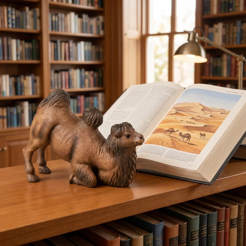 Realistic Camel Figure Simulation Camel Toy Realistic Two-humped Camel Figurine Kneeling Miniature Model Collectible Desktop