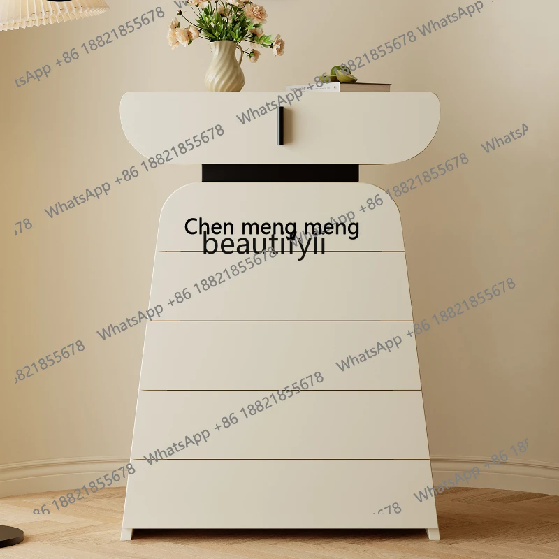 X   Cream Style Living Room Wall Sofa Side White Paint 6 Chest of Drawers Locker Solid Wood Small Apartment Storage