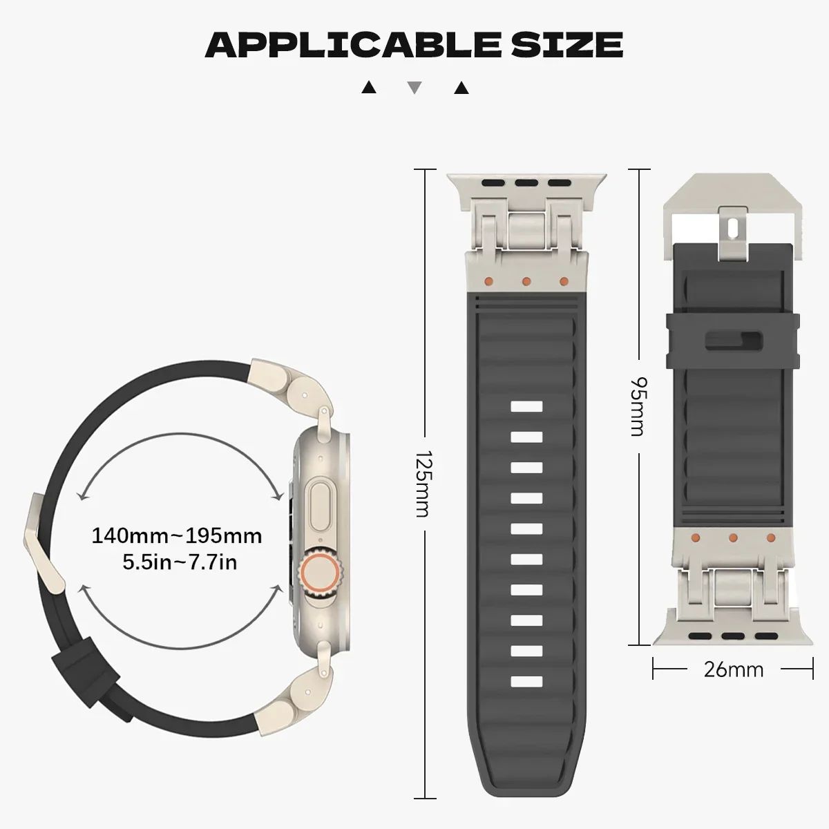 Sports Silicone Band For Apple Watch Ultra 2 49mm 45mm 44mm 42mm Soft Rubber Strap For iWatch Series 9 8 7 6 5 4 se Men Bracelet