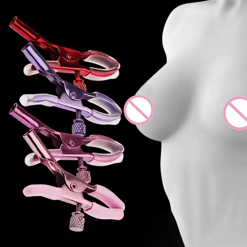 1Pair Colorful Metal Nipple Clamps Suckers for Women Teasing Sensory Sex Toys Adult Stimulating Accessories view 2