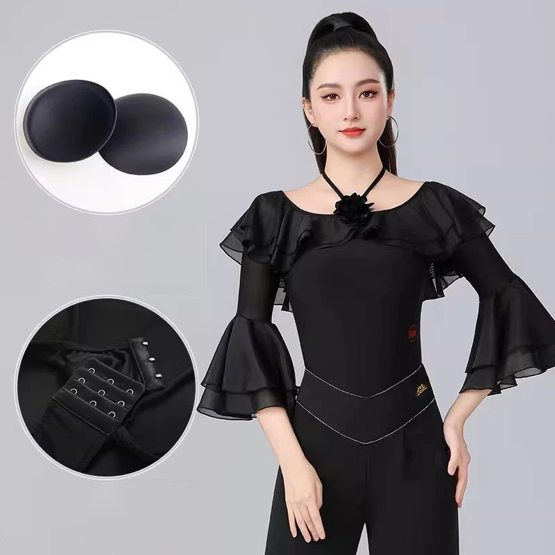 2025 neue Latin Dance Tops Trikot Kostüme Frauen Leistung Ballsaal Praxis Kleidung Standard Walzer Tanzen Shirts Body