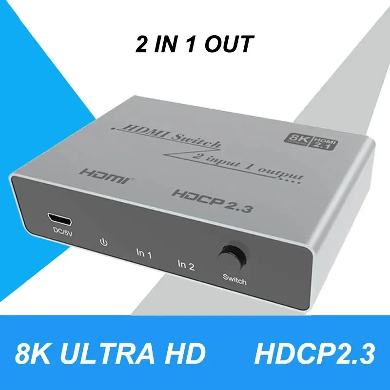 Ultra HD 8K@60Hz Switcher HDMI 2.1 2 in 1 Out 4K@120Hz 3x1 HDMI Switch 2x1 Video Converter for PS4 PC To TV Monitor Projector