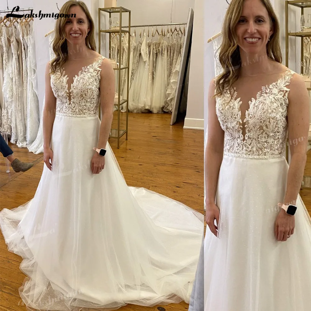 

V Neck Wedding Dress White Ivory Sexy A Line Backless Bridal Gown Vestido De Noiva Engagement Civil Wedding Dress