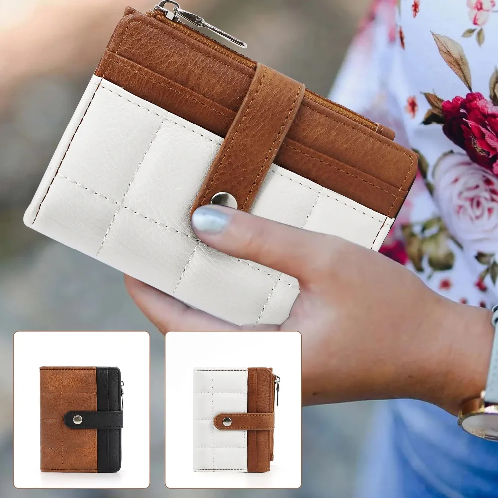 

Simple Korean Style Quilted Clutch Bag Purse Waterproof Credit Card Holder PU Multi-function Card Bag Outdoor