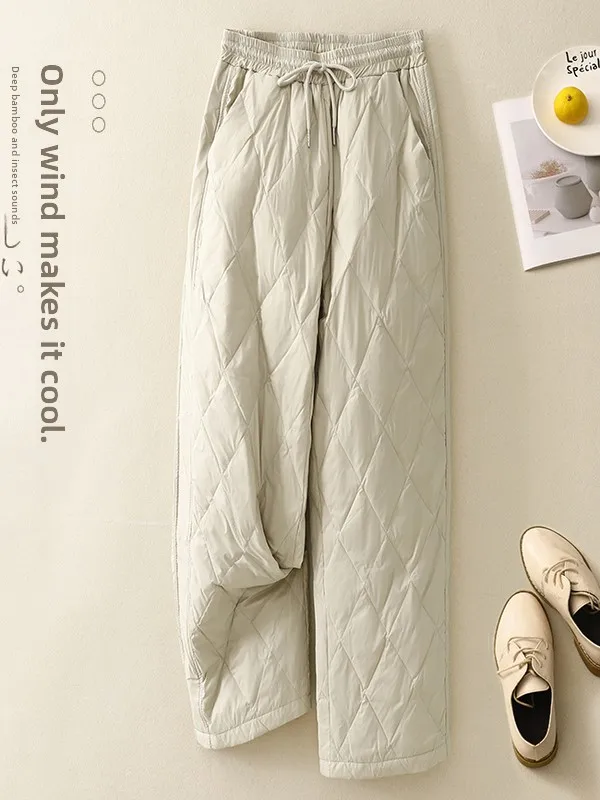 

High Waist Wide Leg Pants Casual Outerwear Warm Ladies Trousers Faionable plus Size Comfortable Leisure Winter Pants