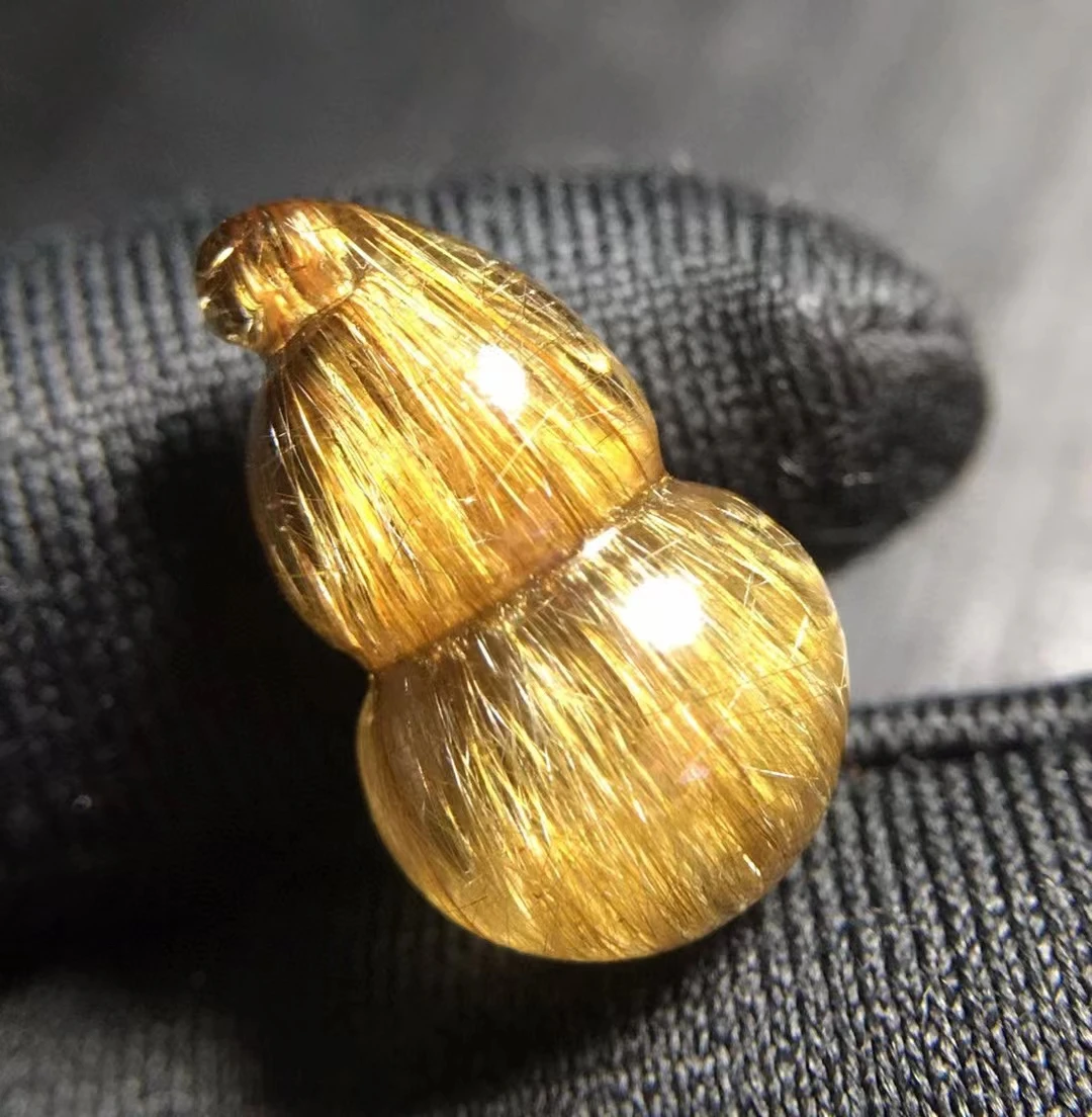 

Natural Gold Rutilated Quartz Pendant Rutilated Quartz Jewelry 19.5/11.7/11.2mm Gourd Men Women Brazil AAAAAAA