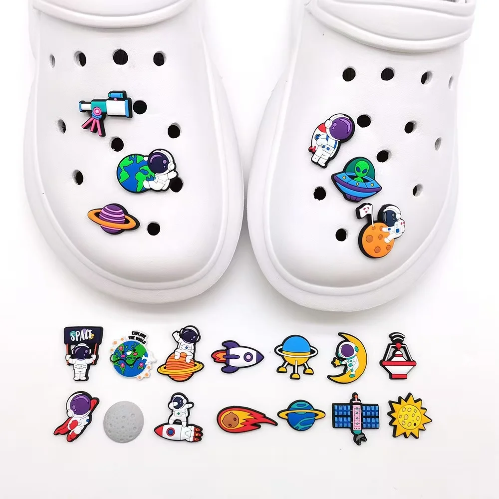 20pcs Astronaut Outer Space Shoes Charms for Clogs Sandals Decoration PVC Cartoon Shoe Accessories Charms for Friends Gifts