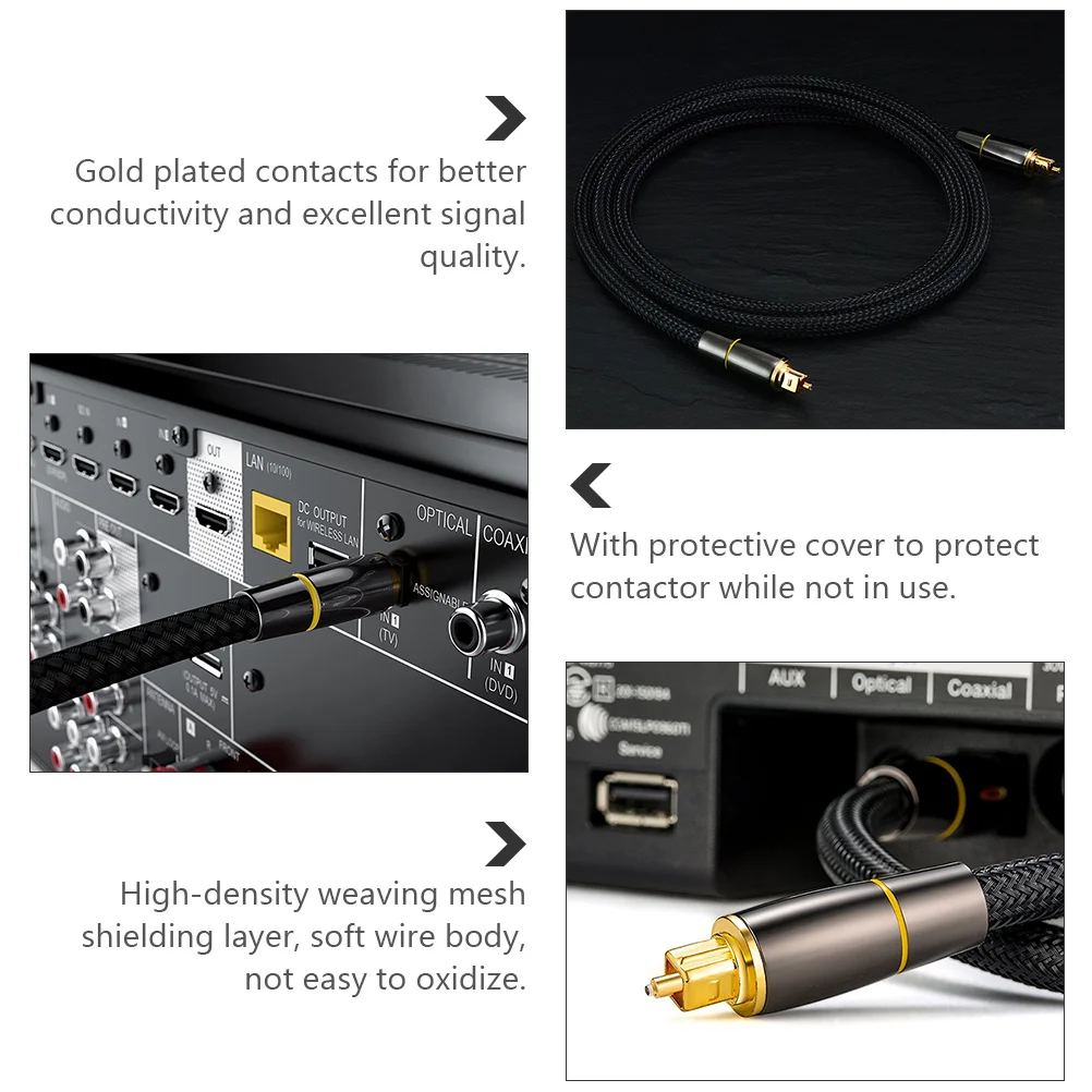 

2 Meter Optical Audio Cable Gold Plated Contacts High-Density Shielding Soft Wire For Digital Set-Top Box Fiber