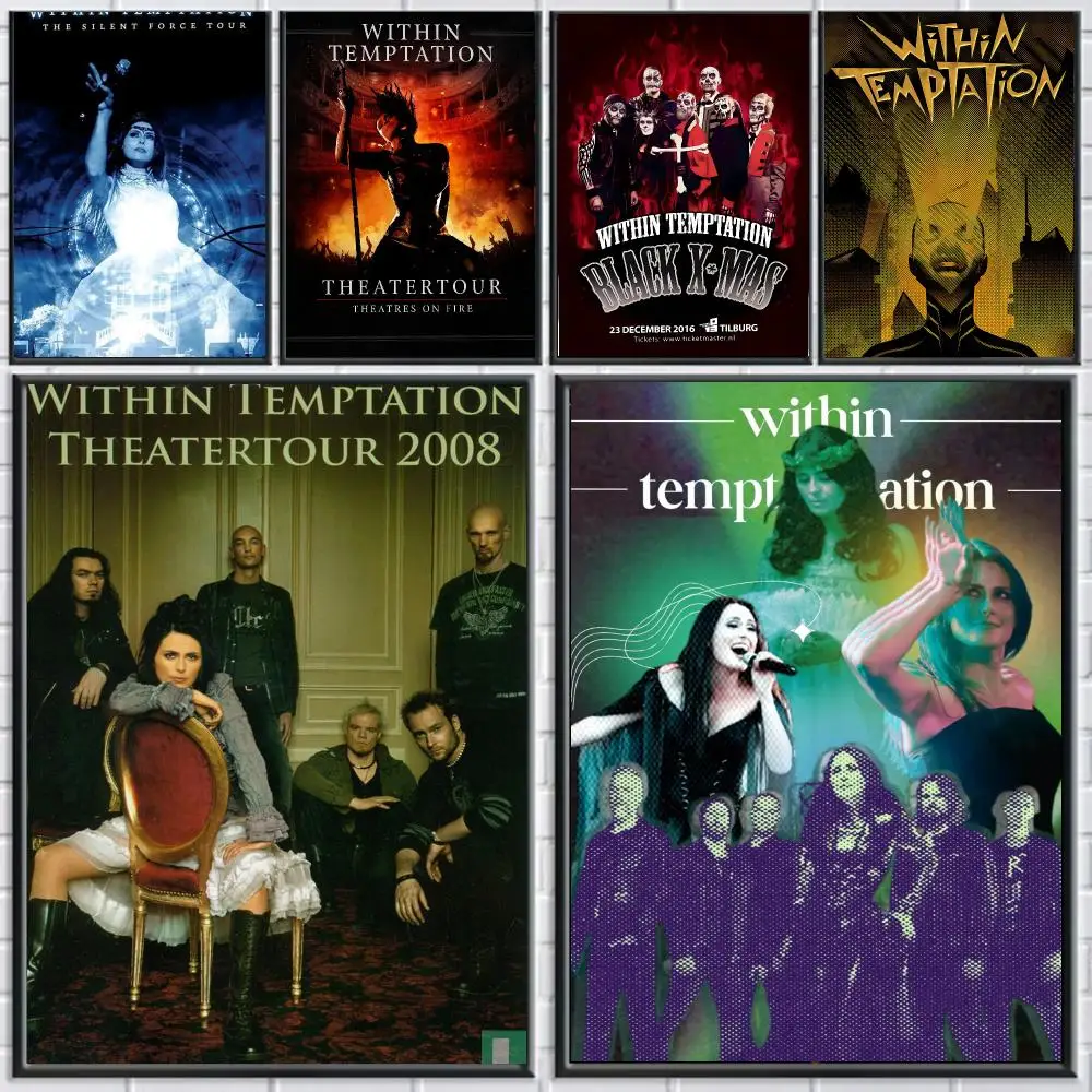 band W-Within Temptation-N Poster Peel and Stick Wall Art for Cafe Office Bar and Home Decoration