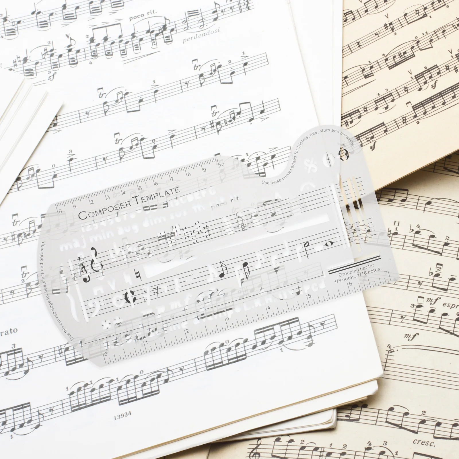 

Music Staff Drawing Ruler Transparent Dual Scale Curved Design For Songwriting Notation Composition Portable Plastic Stencil