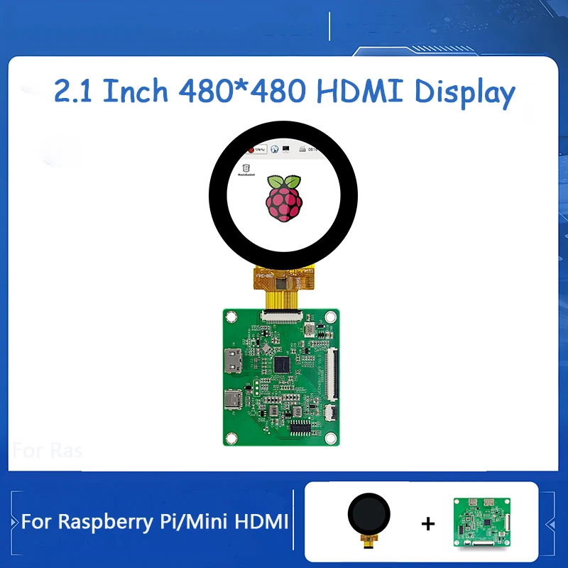 

HD-MI Development Board 2.1 Inch Round 480*480 IPS TFT LCD Touch Screen for Raspberry Pi/Computer