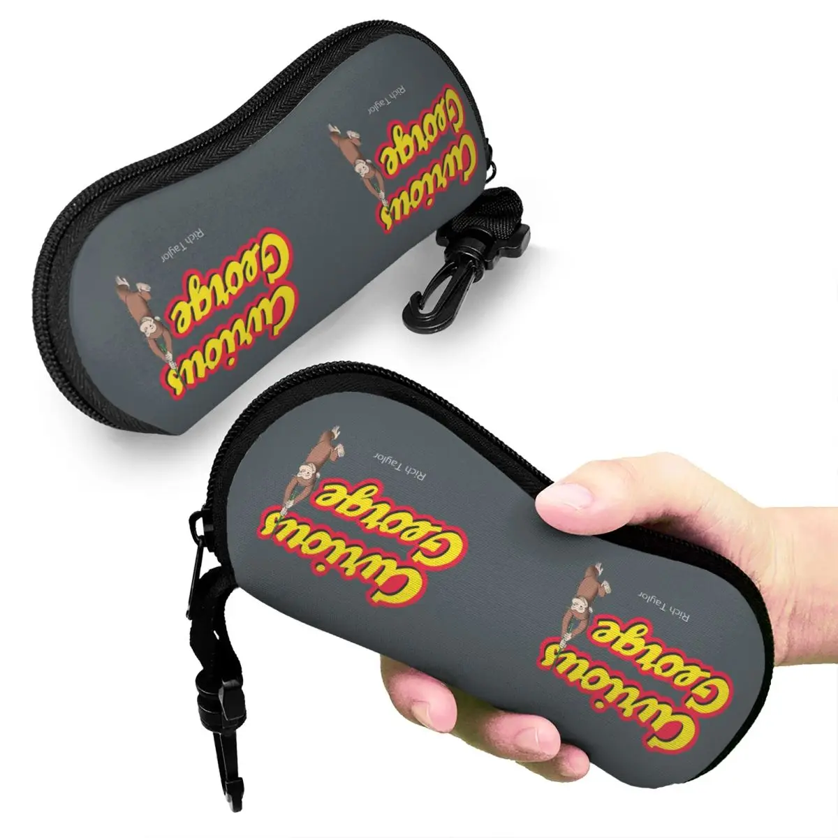 

Curious George Hanging Around Shell Glasses Case Protective Sunglasses Box Women Men Soft Eyeglass Bag Pouch
