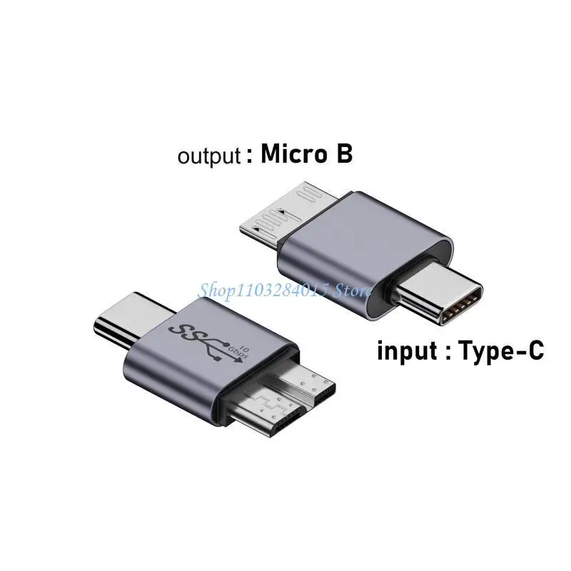 R6FF Aluminum Alloy Type C/USB to MicroB Converter 10Gbps Data Sync Cable for Phones External Hard Disk Drives