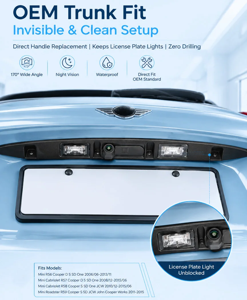 Trunk Handle HD Car reverse camera For BMW Mini Cabriolet R58 R57 R56 Roadster R59 Cooper S SD JCW John