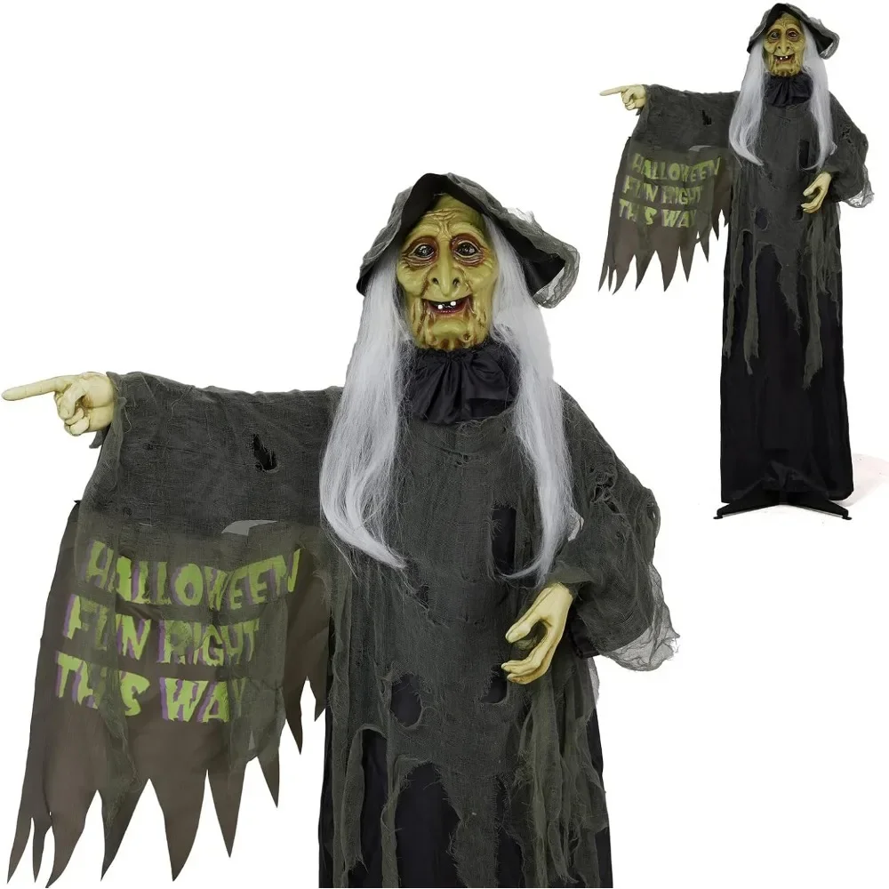 

6FT Halloween Decor Animatronics Talking Outdoor Decorations with Voice Control Light Up Eyes Movable Arms for Indoor Party Prop