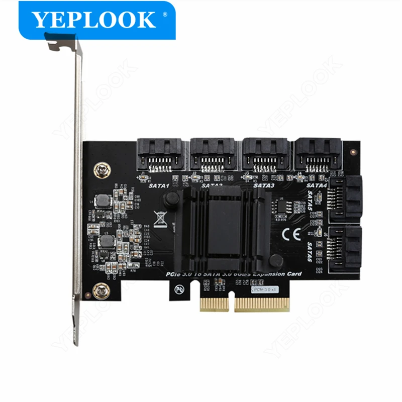 PCIe x4 to 6 SATA3.0 6Gbps PCI Express to SATA III Controller Adapter Expansion Card ASM1166 Chipset for Hard Drive HDD SSD