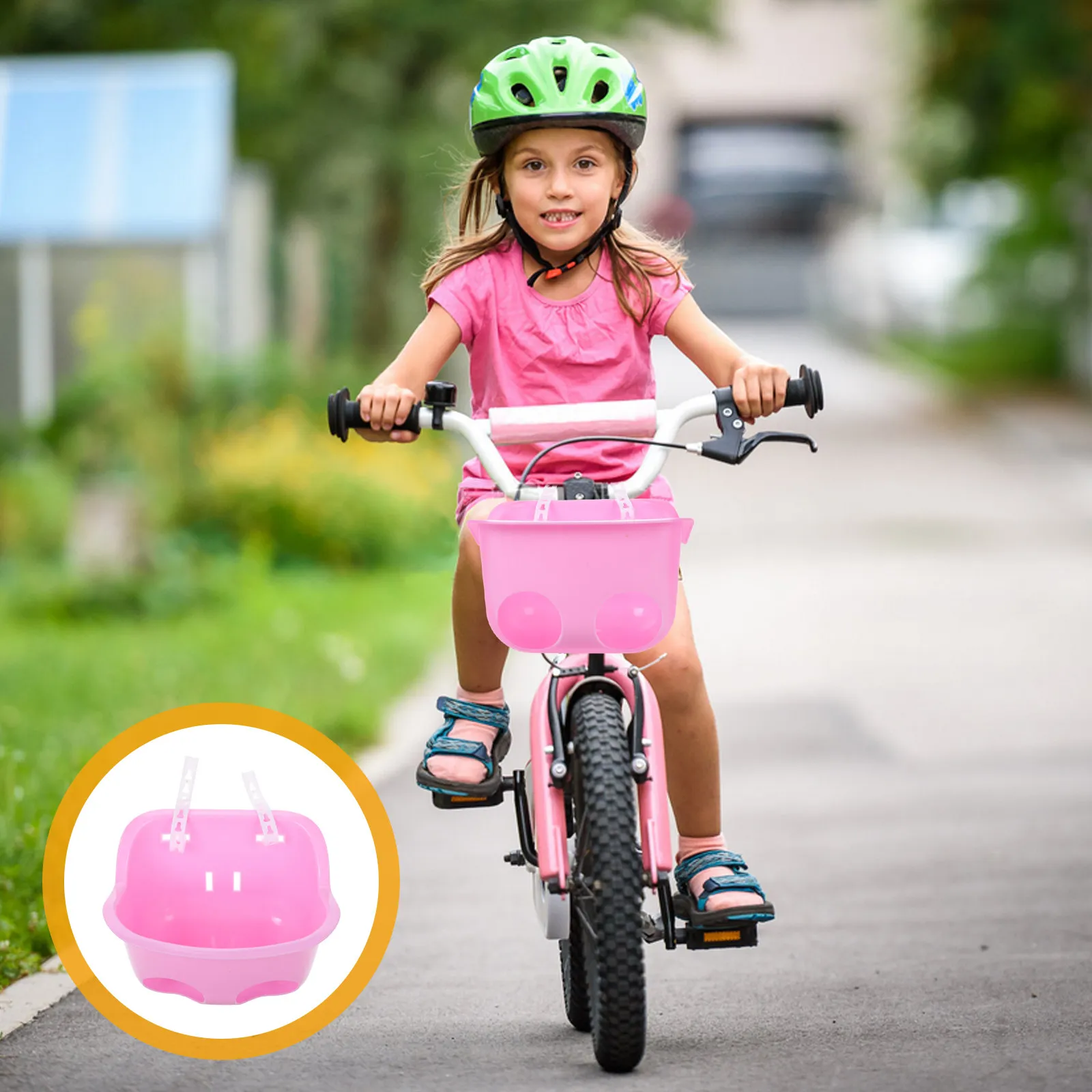 

Pink Bike Basket Front Handlebar Bicycle Hanging Basket for Scooters Tricycles Durable Lightweight