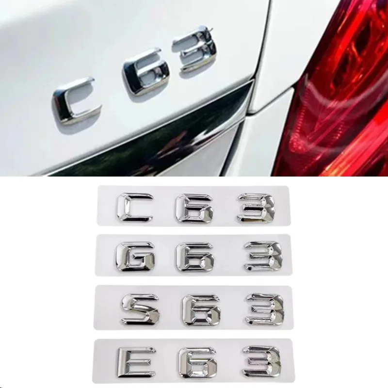 3D Abs Logo Emblem Letters Sticker Nameplate Car Trunk Badge for Mercedes Benz C63 E63 S63 G63 Gt43 Amg 4Matic Accessories