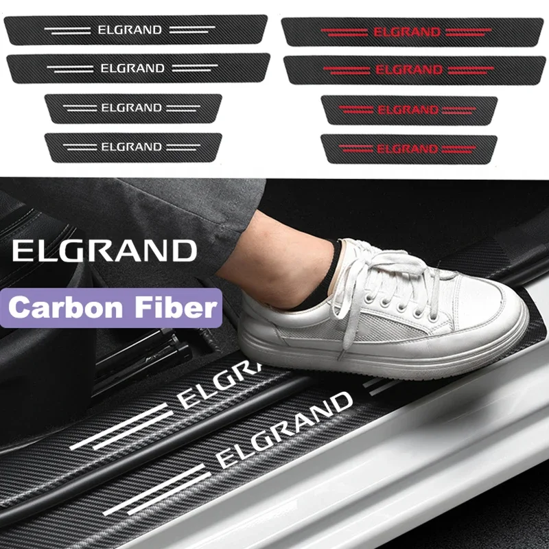 

Наклейки-декор для порогов автомобиля Elgrand, защитная полоса от царапин для дверей и багажника, водонепроницаемые наклейки для Nissan.
