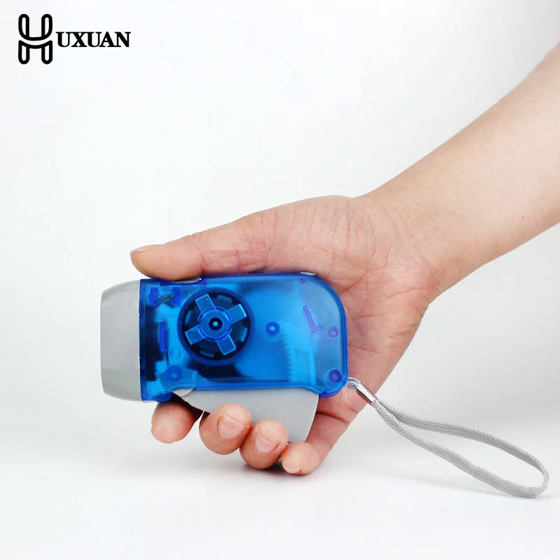 Portable Hand Pressing LED Night Flashlight Self-Powered Dynamo Crank Power Wind Up Manual Power Generation For Camping Riding