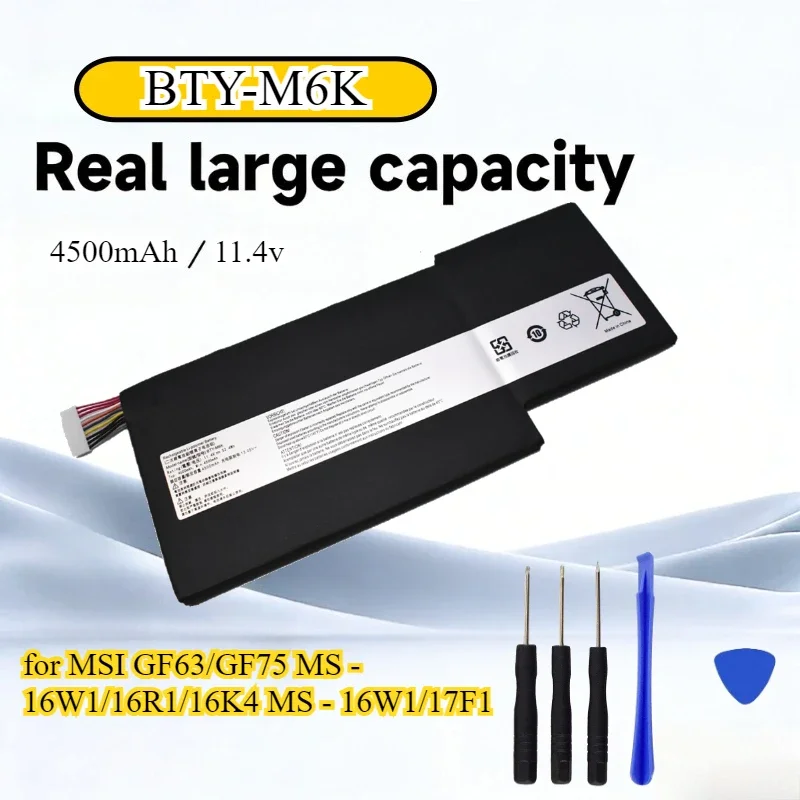 BTY-M6K Laptop Battery for MSI GF63/GF75 MS - 16W1/16R1/16K4 MS - 16W1/17F1 11.4V 4500mAh