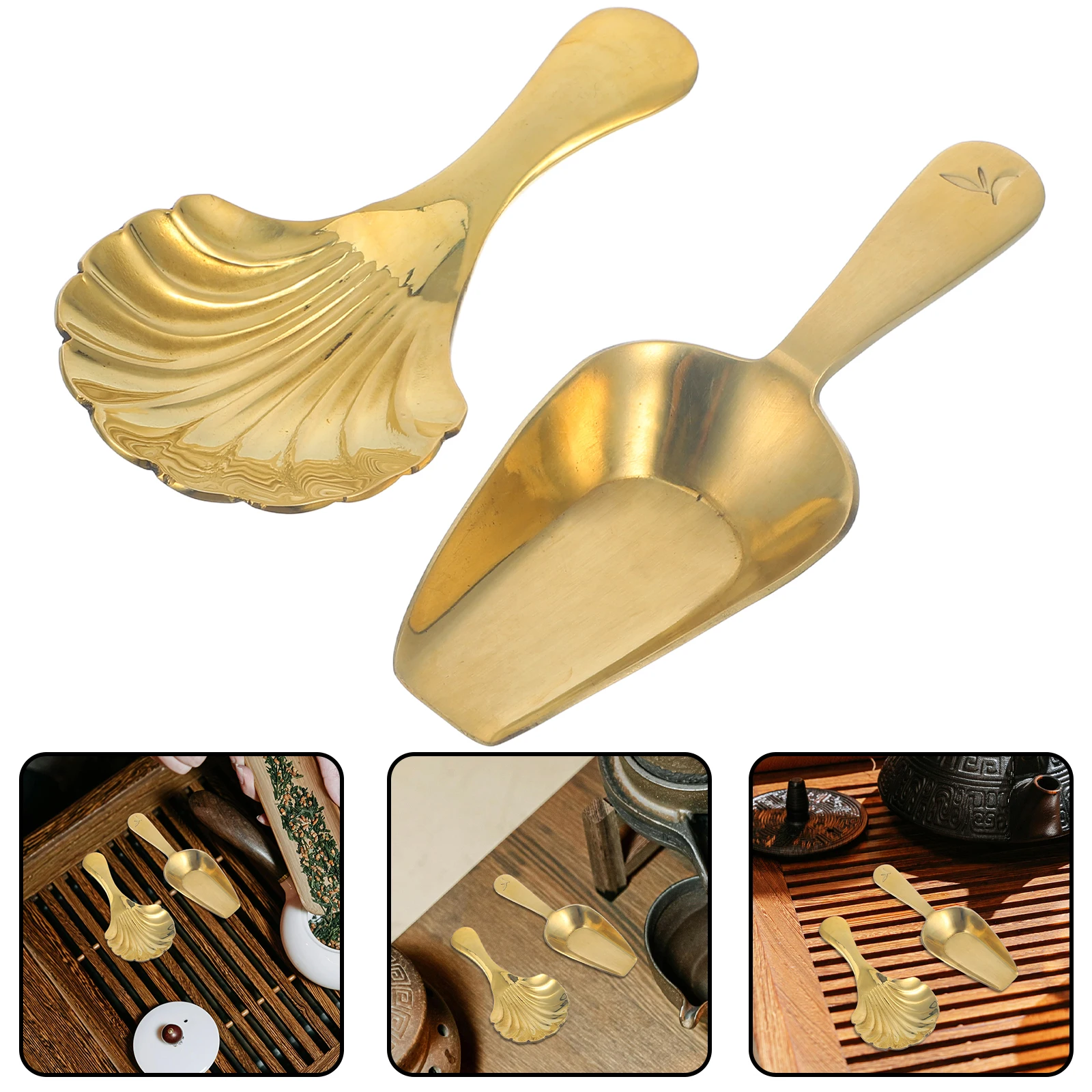 

2pcs Scoop For Loose Tea Tea Spoons Scoop for Loose Leaf Brass Spoon Small Coffee Bean Ergonomic Kitchen Gifts
