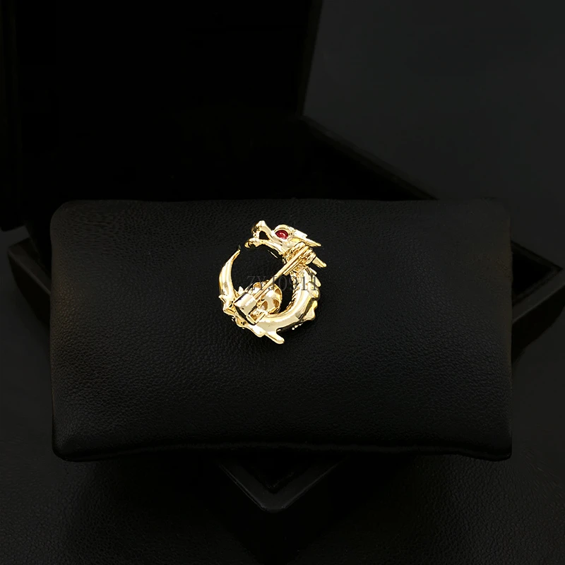 الفاخرة التنين الحيوان بروش المرأة اللؤلؤ الصدار سترة العنق دعوى الذكور طوق دبوس زودياك اكسسوارات شارة مجوهرات 5536