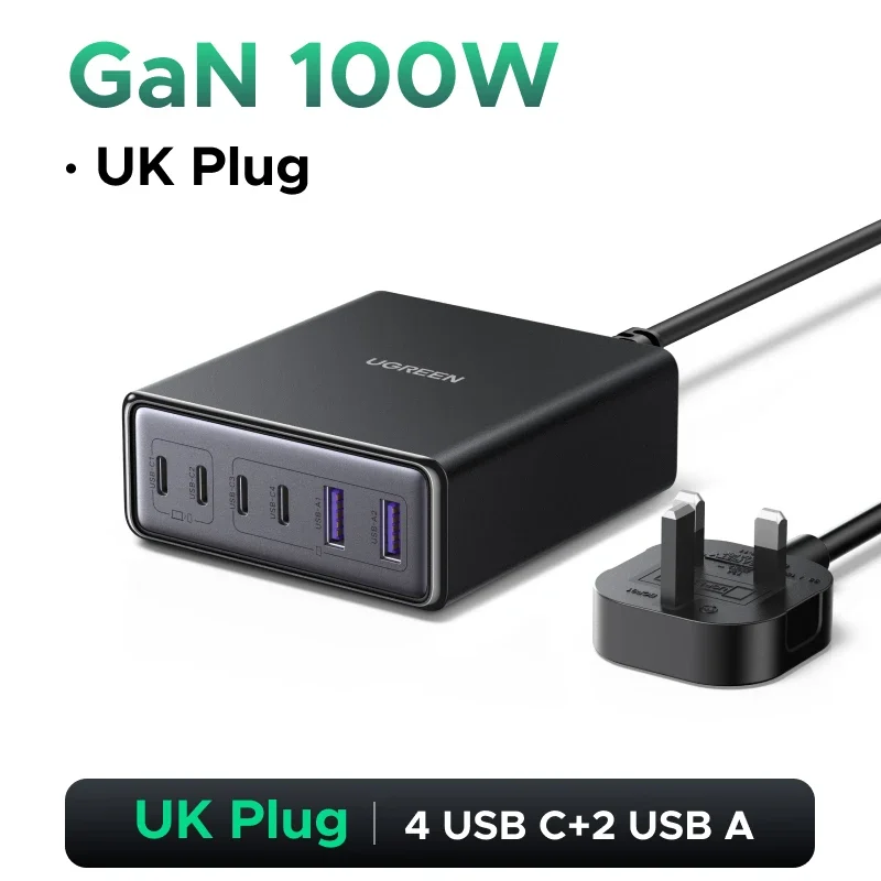 Ugreen 100W Gan Charger Desktop Laptop Fast Charger 4 In 1 Adapter Voor Iphone 14 13 12 Pro Max telefoon Oplader Xiaomi Samsung