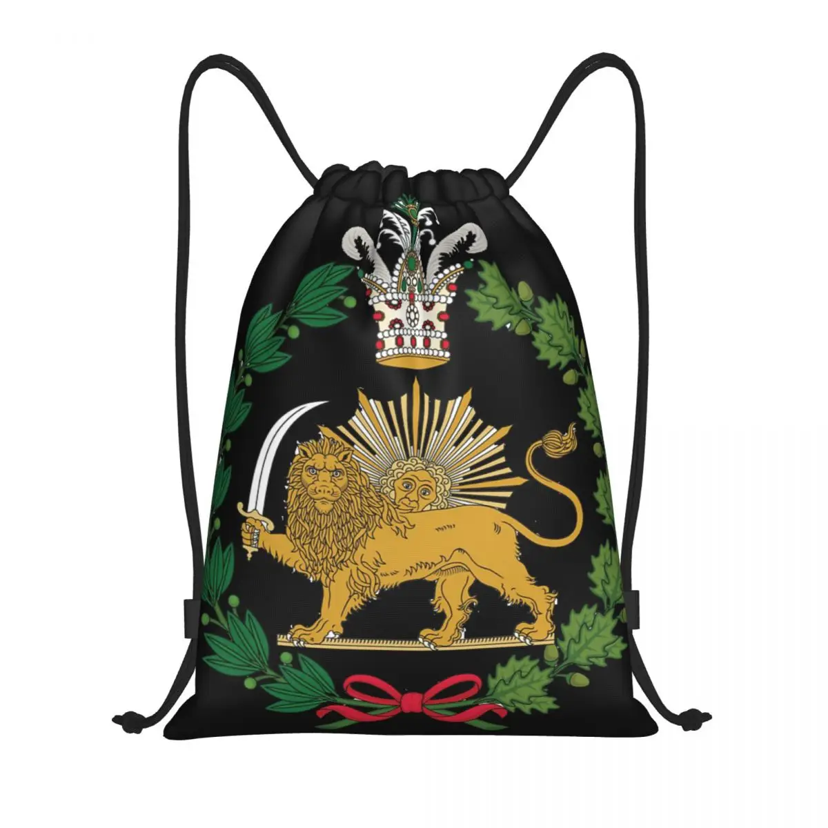 

Shir O Khorshid Lion Iran Lion Multi-function Portable Drawstring Bags Sports Bag Book Bag For Travelling