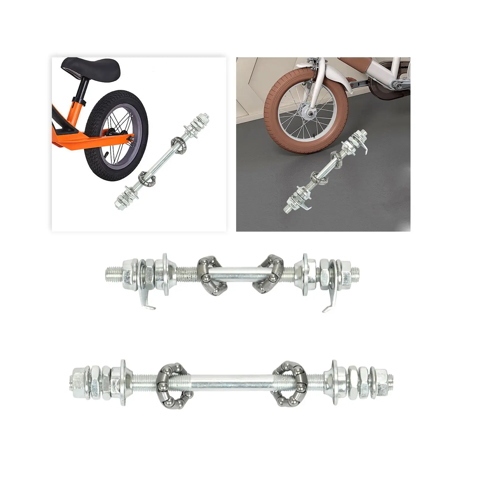Bike Front and Rear Axle Bearings Replacement Not Easy to Break Biking High Strength Bike Wheel Hub Axle for Mountain Bikes Accs