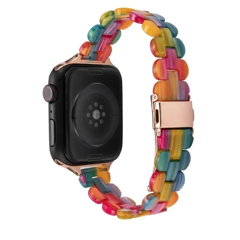 Pulseira de resina fina para Apple Watch, pulseira para Apple Watch 6, 5, 4, faixa 42mm, 38mm, cinto de pulso para iWatch Series 5, 4, 3, 2, 44mm, 40 milímetros, Mulher