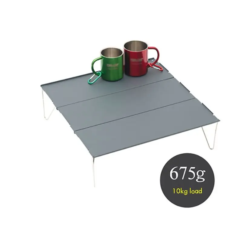 Folding Camping Table, Portable Aluminum Lightweight Rectangle Outdoor Table With Carry Bag, Load 10kg, 37x35x10cm, Gray 캠핑테이블