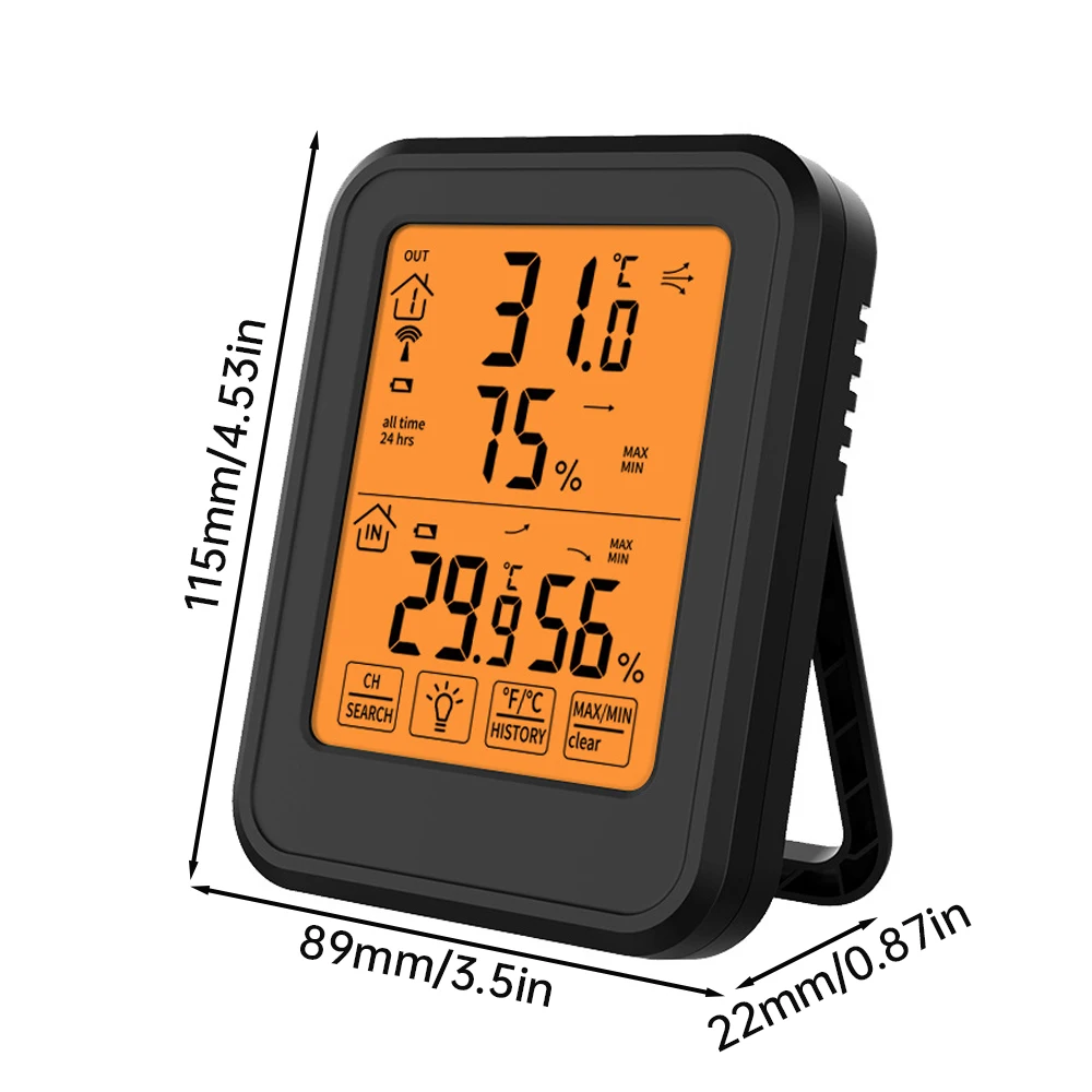 Bezprzewodowy cyfrowy termohigrometr kryty termometr zewnętrzny higrometr wyświetlacz czasu i daty miernik temperatury i wilgotności dla domu