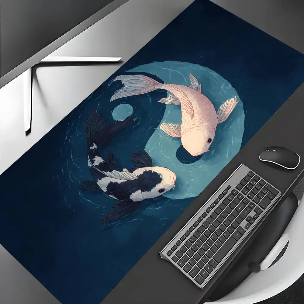

Modern Aesthetics Tai Chi Koi Mouse Pad Gaming mats Non-Slip Durable Desk Mat mousepad With Stitched Edge HD printing Office mat