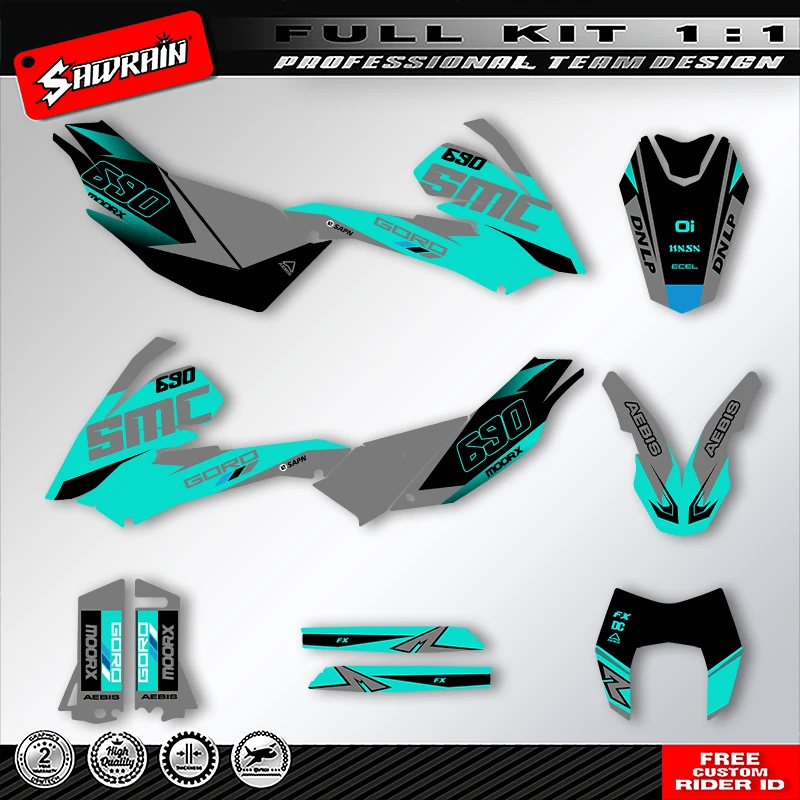

Sawrain Motorcycle Graphics Backgrounds Decals Stickers Kit Number Name Custom For KTM LC4 SMC690 2008 2009 2010 2011 003