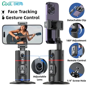 Cool DIER 2024 New 360 Rotation Gimbal Stabilizer Desktop AI Auto Tracking Smartphone gimbal with Remote Shutter for Tiktok