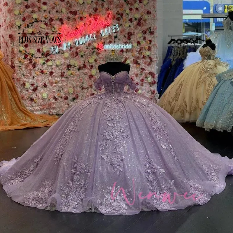 Plus Size Vows Sophie Customized Princess Ball Gown Quinceanera Dresses Vestidos De 15 Anos XV 3D Flower Lace Formal Birthday