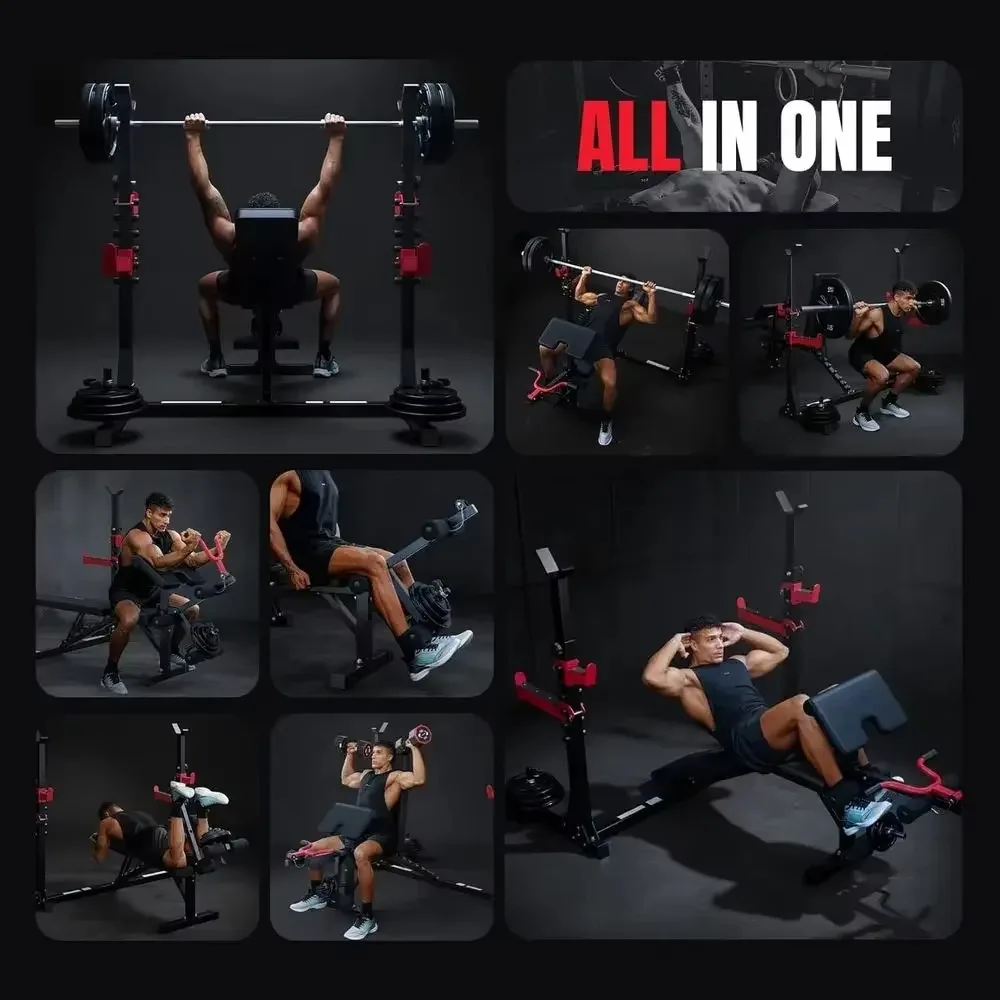 All-in-One Adjustable Weight Bench Bench Press Leg Extension Preacher Curl Home Gym Full Body Workout Strength Equipment