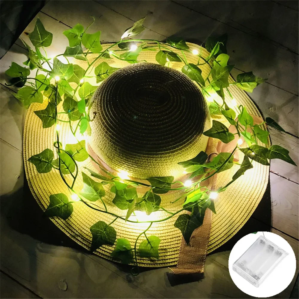 

2/5/10 м зеленый лист гирлянда искусственная лоза гирлянда на батарейках Рождественская елка гирлянда свет для свадьбы домашний декор