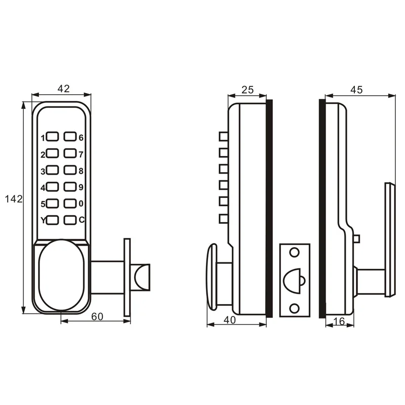 LACHCO Mechanical Code Lock Waterproof  Digital Machinery Keypad Password Entry Door lock Single Latch Zinc Alloy Silver  L17003