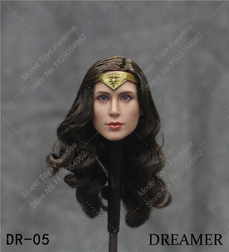 DR-005 1/6 Woman Soldier Wonder Beauty Head Sculpt Long Curly Hair Transplant Head Carving Fit 12inch Action Figure Body