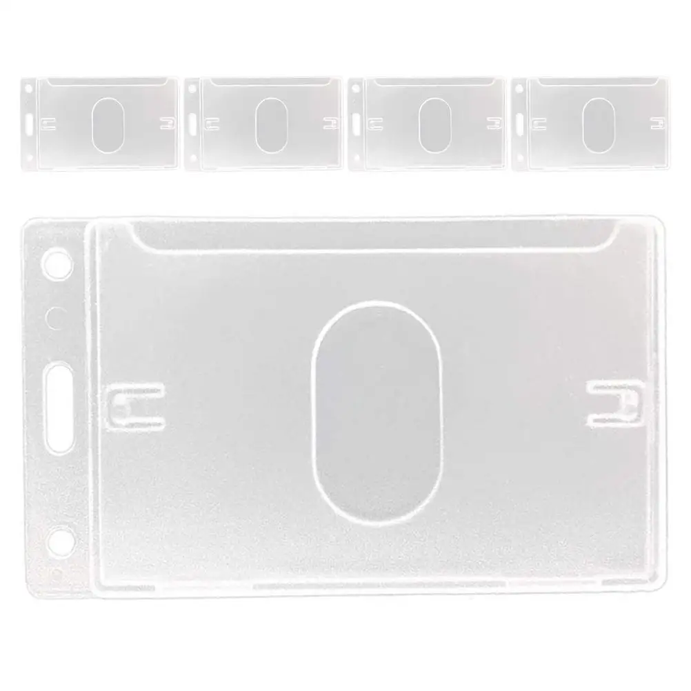 

5 Pcs Transparent Card Holder Acrylic Business Sleeves Hard Badge Id Protector Lanyard